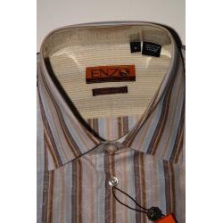 Enzo Tovare Men's Tan Striped Cotton Shirt