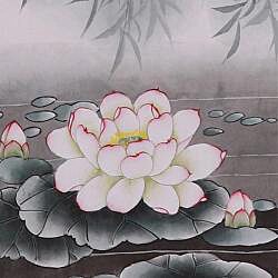   and Lotus Flower Wall Art Scroll Painting (China)  