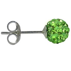 Sterling Silver Green Crystal-studded 6-mm Ball Earrings