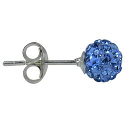 Sterling Silver Blue Crystal-studded 6-mm Ball Earrings