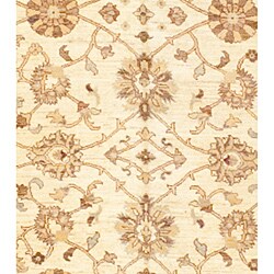 Afghan Hand-knotted Oushak Ivory/ Brown Wool Rug (12'1 x 17'8)