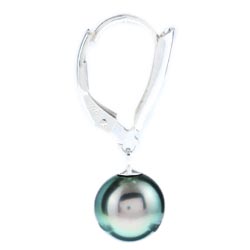 Sterling Silver Tahitian Pearl Dangle Earrings (8-9 mm)