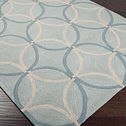 Hand-hooked Bliss Outdoor Pale Blue Rug (2' x 3')