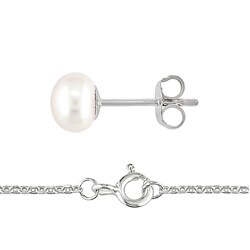 Sterling Silver Multicolor Pearl Jewelry Set (6-6.5 mm)