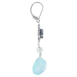 Zoe B Sterling Silver Pearl and Multi-gemstone Dangle Earrings (4.5-5 mm)