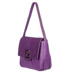 Fendi Purple Leather Shoulder Bag