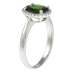 14k White Gold Chrome Diopside and 1/10ct TDW Diamond Ring (J-K, I2-I3)  (Size 7)
