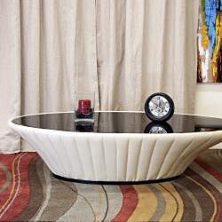 Mayfair Ivory Modern Glass Top Coffee Table