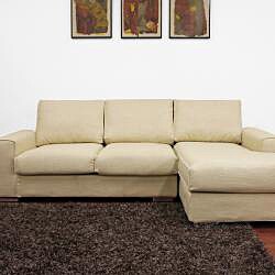 Campbell Cream Twill Modern Sectional Sofa