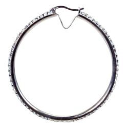 Sterling Silver White Crystal Hoop Earrings