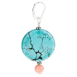 Donna Dressler Sterling Silver Created Turquoise and Coral Earrings