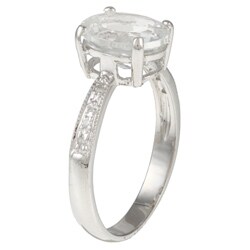 14k White Gold White Topaz and Diamond Accent Ring
