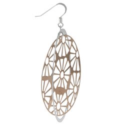 Sterling Essentials Two-tone 14k Rose Gold over Silver Daisy Lace Earrings