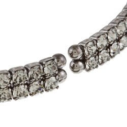Celeste Gunmetal Brass Crystal 2-row Cuff Bracelet