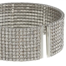 Celeste Silvertone Swarovski Crystal 10-row Cuff Bracelet