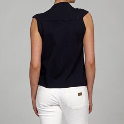 Elio Women's Floral Applique Cap-sleeve Knit Top 