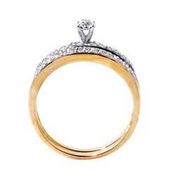 10k Yellow Gold Two-Tone 1/10ct TDW Diamond Wedding Ring Set (G-H, I2-I3)