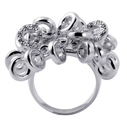 Ultimate CZ Silver Cubic Zirconia Dangling Disks Ring