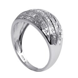 Isabella Platinum over Silver 1/6ct TDW Diamond Dome Ring (G-H, I2-I3)