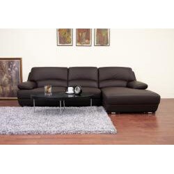 Euclid Brown Leather Modern Sectional Sofa