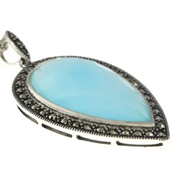 MARC Sterling Silver Chalcedony and Marcasite Necklace