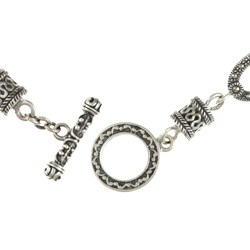MARC Sterling Silver Black Onyx and Marcasite Toggle Bracelet