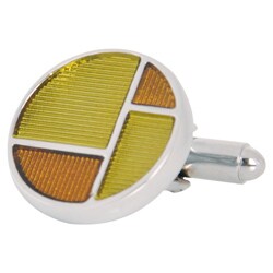 Cuff Daddy Silvertone Retro Yellow and Brown Cuff Links