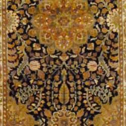Indo Hand knotted Black/ Ivory Mahal Wool Rug (31 x 168)