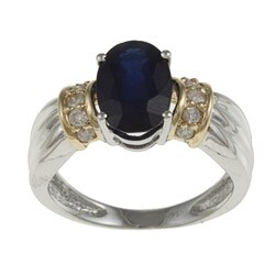 14k Two-tone Gold Sapphire and 1/5ct TDW Diamond Ring (H-I, I2-I3)