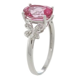 Viducci 10k White Gold Pink Topaz and 1/10ct TDW Diamond Ring (G-H, I1-I2)