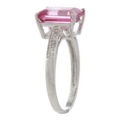 Viducci 10k White Gold Pink Topaz and Diamond Ring