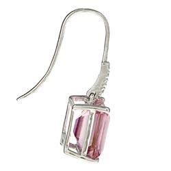 Viducci 10k White Gold Pink Topaz and Diamond Accent Earrings