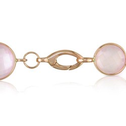 18k Pink Gold Smokey Quartz, Rose Quartz and Amethyst Bracelet