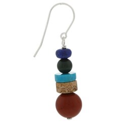 Southwest Moon Sterling Silver Multi-gemstone Drop Earrings