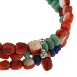 Southwest Moon Sterling Silver Multi-gemstone Wrap Bracelet