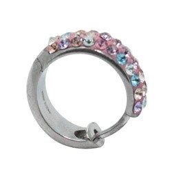 Sterling Silver Multicolor Crystal Hoop Earrings