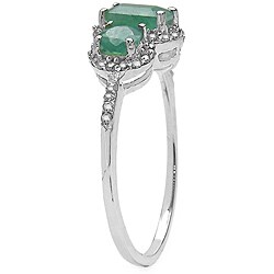 10k White Gold Emerald and 1/4ct TDW Diamond Ring (I-J, I2-I3)