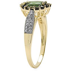 10k Yellow Gold Green Tourmaline and Diamond Accent Ring