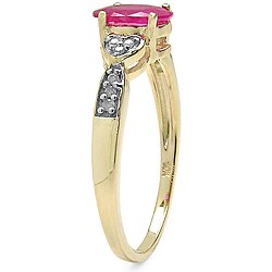 10k Yellow Gold Ruby and Diamond Accent Ring