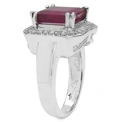 Sterling Silver Ruby and White Topaz Ring