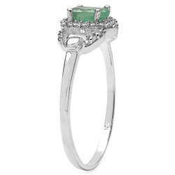 10k White Gold Emerald and 1/8ct TDW Diamond Ring (J-K, I2-I3)