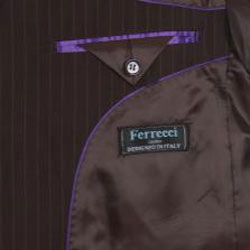 Ferrecci Men's Brown Pinstripe 2-button Suit