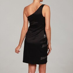 Scarlett Women's Stretch Taffeta Color Spliced One Shoulder Dress 