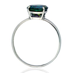 10k White Gold Mystic Green Topaz Solitaire Ring