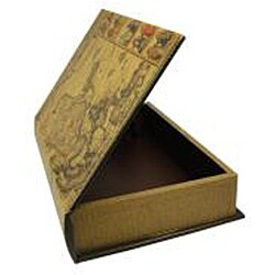 Secret Jewelry & Keepsake Book Box with Aged Leather Map (Set of 2)