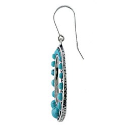 Southwest Moon Sterling Silver Turquoise Beaded Circle Earrings