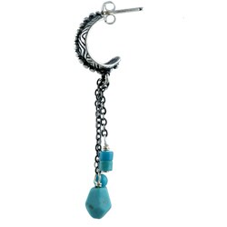 Southwest Moon Sterling Silver Turquoise Chain Dangle Earrings