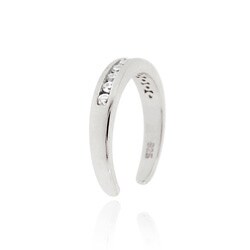 Sterling Silver Toe Ring With Channel Set