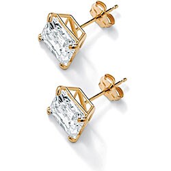 Ultimate CZ 10k Yellow Gold Square Cubic Zirconia Stud Earrings