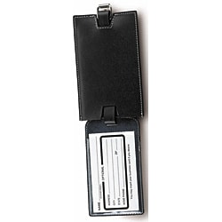 Lewis N. Clark Black Slim Leather Luggage Tags (Set of 2)